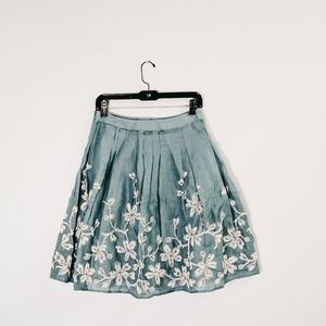 NWOT Talbots Linen Embroidered Pleated Full Skirt